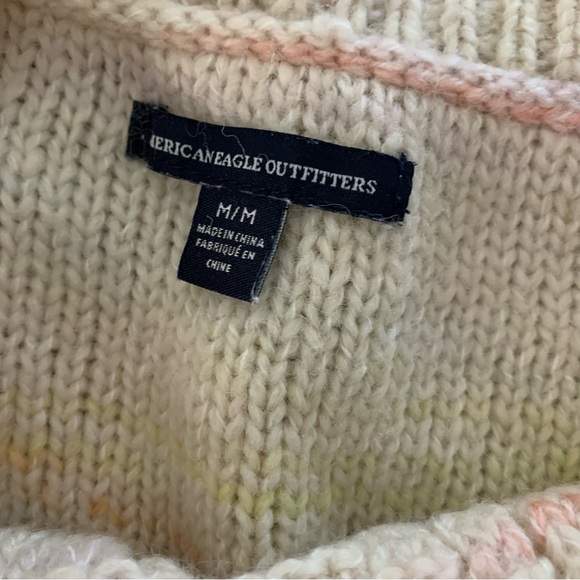 American Eagle Outfitters Cream And Pastel Rainbow Stripe Sweater M - Picture 6 of 8
